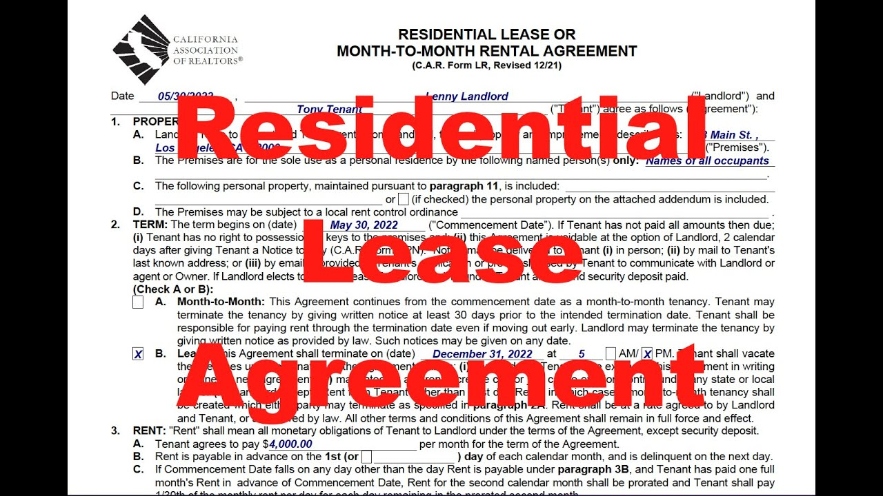 California Association of Realtors Residential Lease Agreement Form: What It Is and What to Know