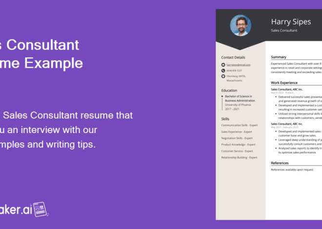 Sales Consultant Resume Example: How to Write a Resume That Wins More Interviews