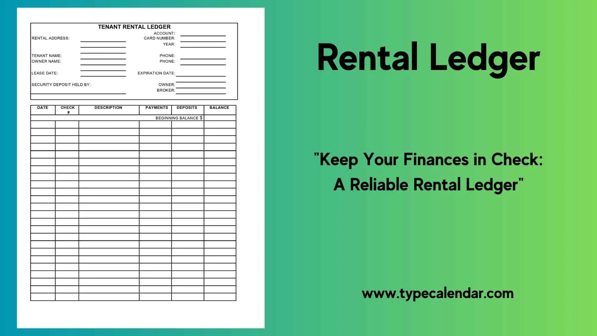 Rental Ledger Template: A Simple Way to Track Rent Payments